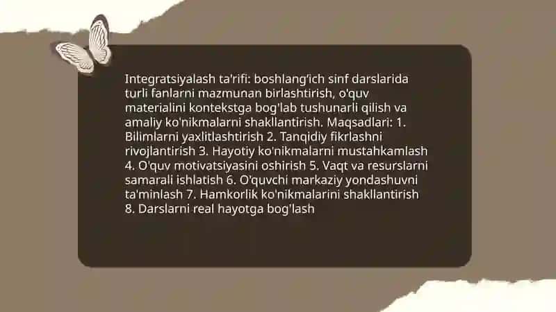 Boshlangʻich sinfda darslarini integratsiyalash 3