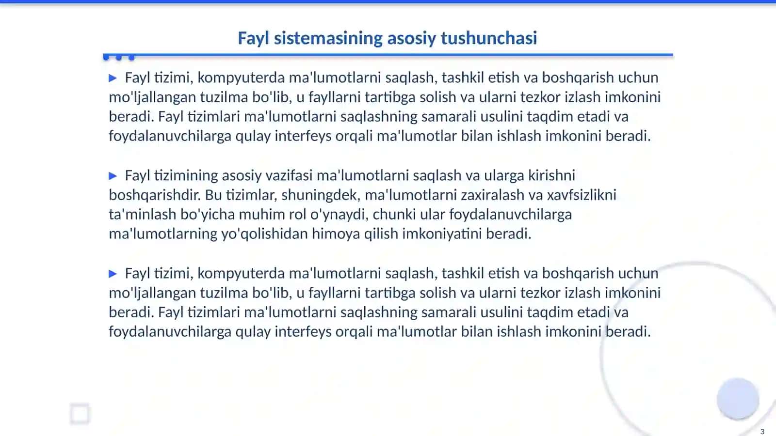 Fayl sistemasining asosiy tushunchalari 3