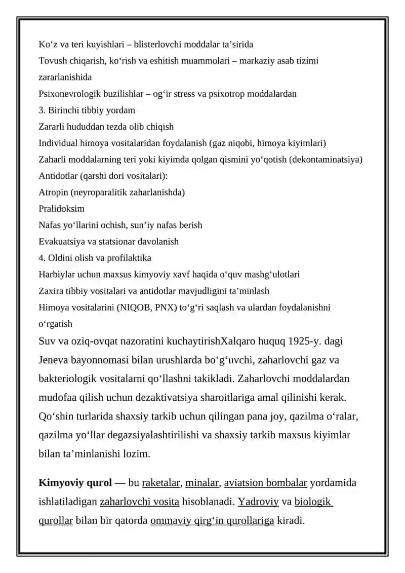 URUSH   DAVRDA   ZAHARLANISHLAR  ZAHARLOVCHI  MODDALAR  TURLARI 3