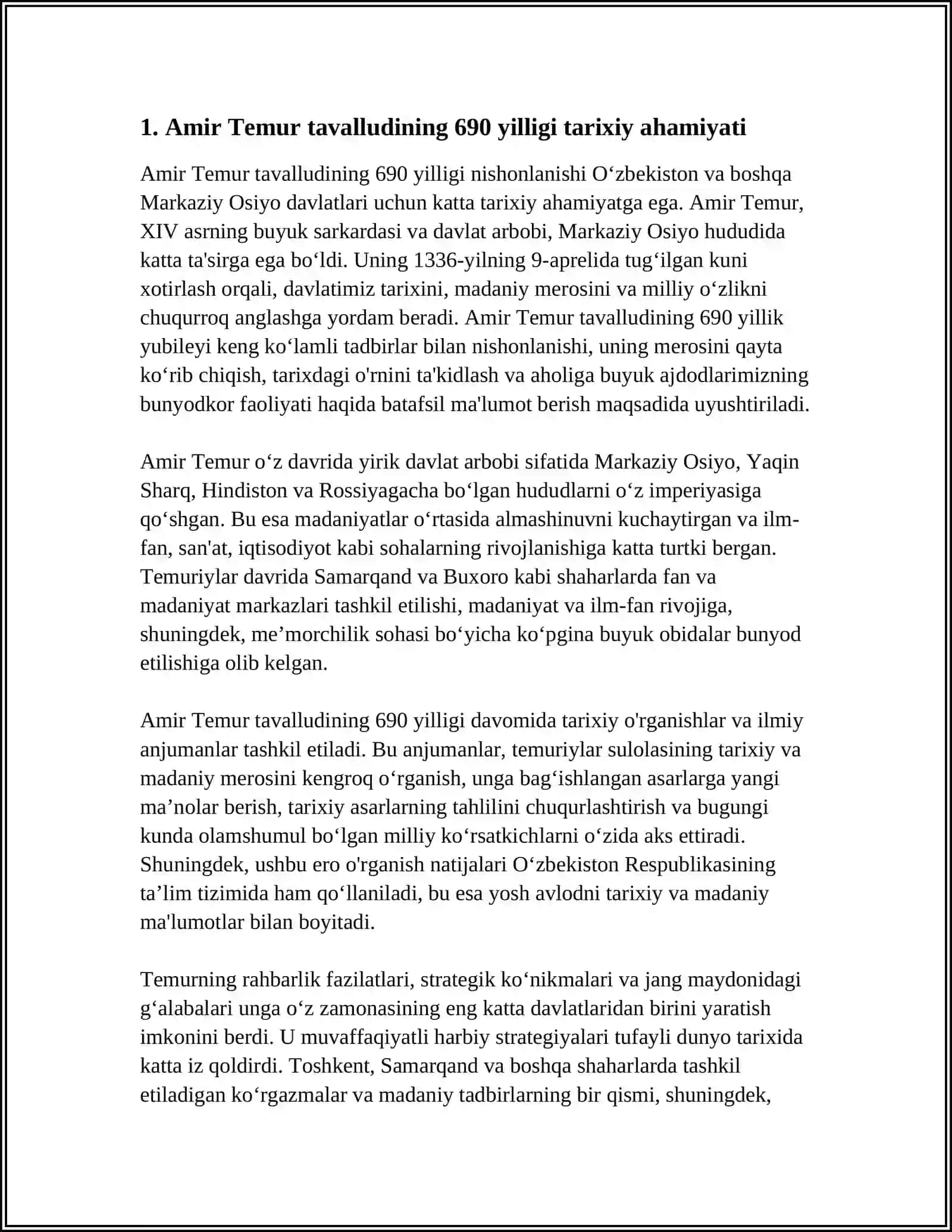 AMIR TEMUR TAVALLUDINING 690 YILLIGI HAQIDA 3