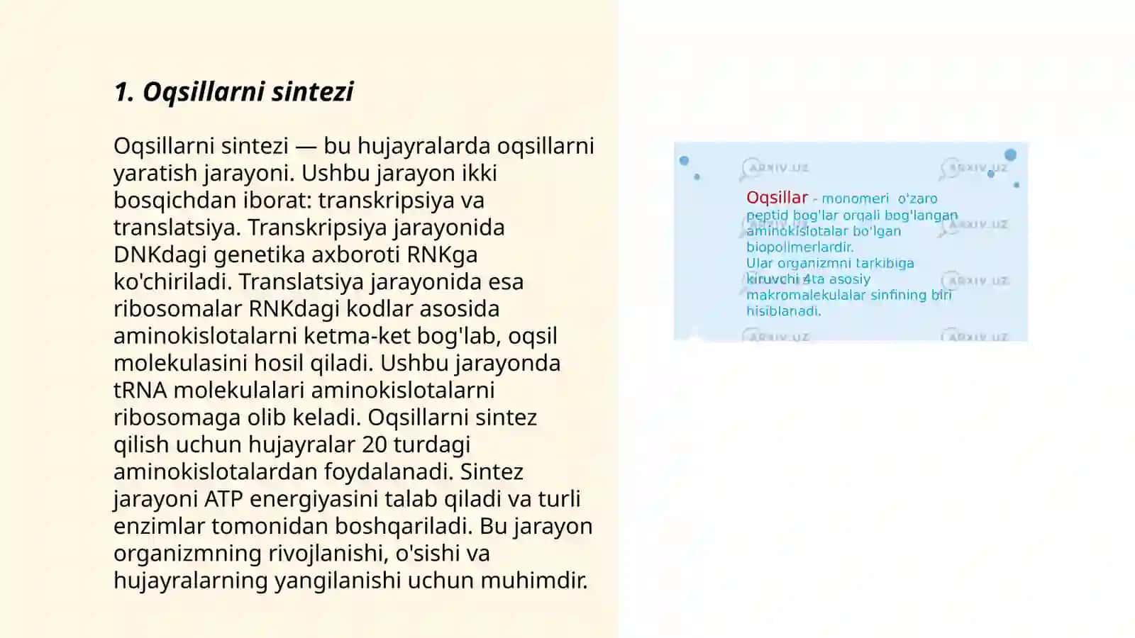Oqsillarni sintezi 3