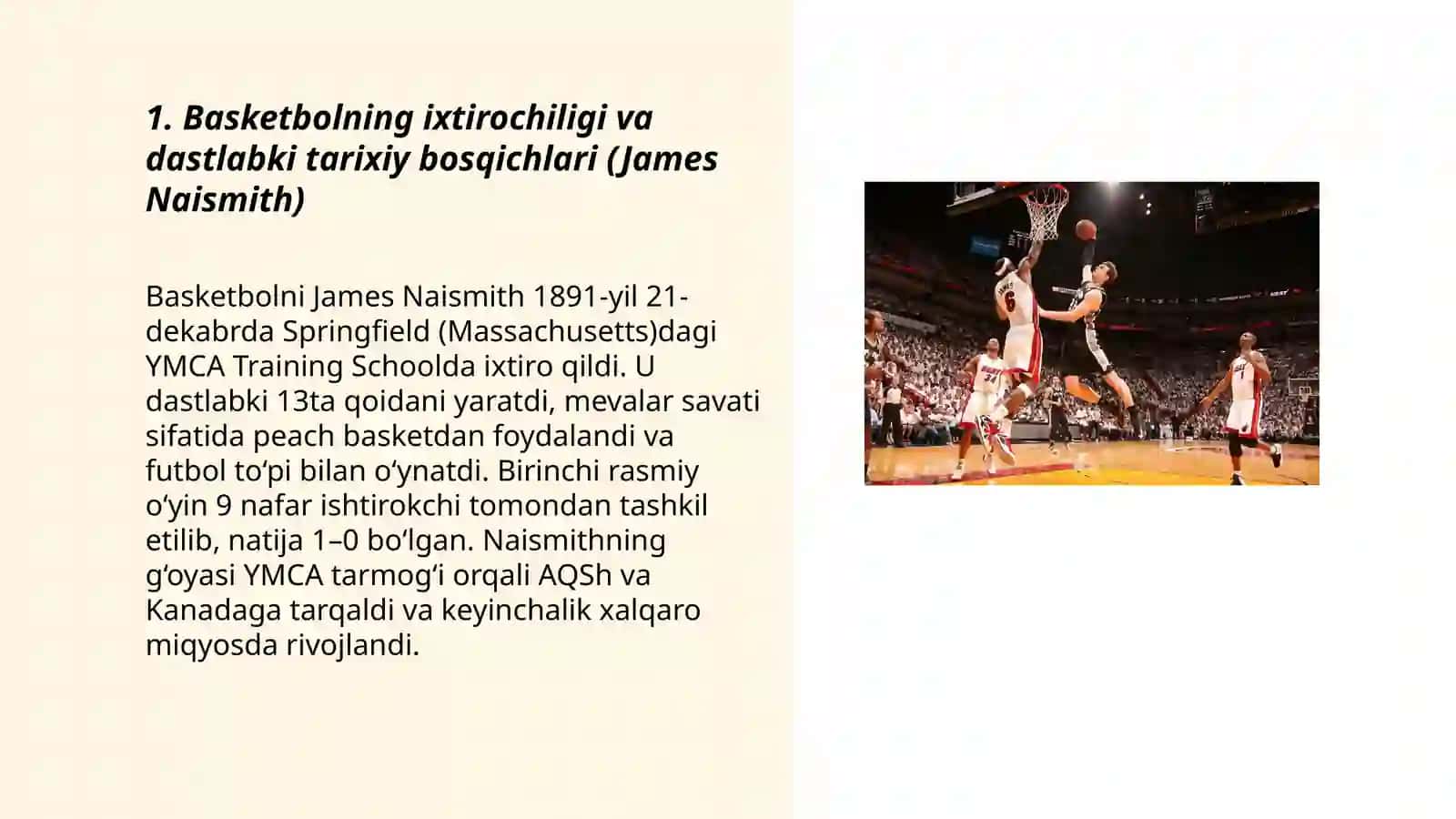 Basketbol sportini jahonda va Oʻzbekistonda rivojlanish tarixi 3