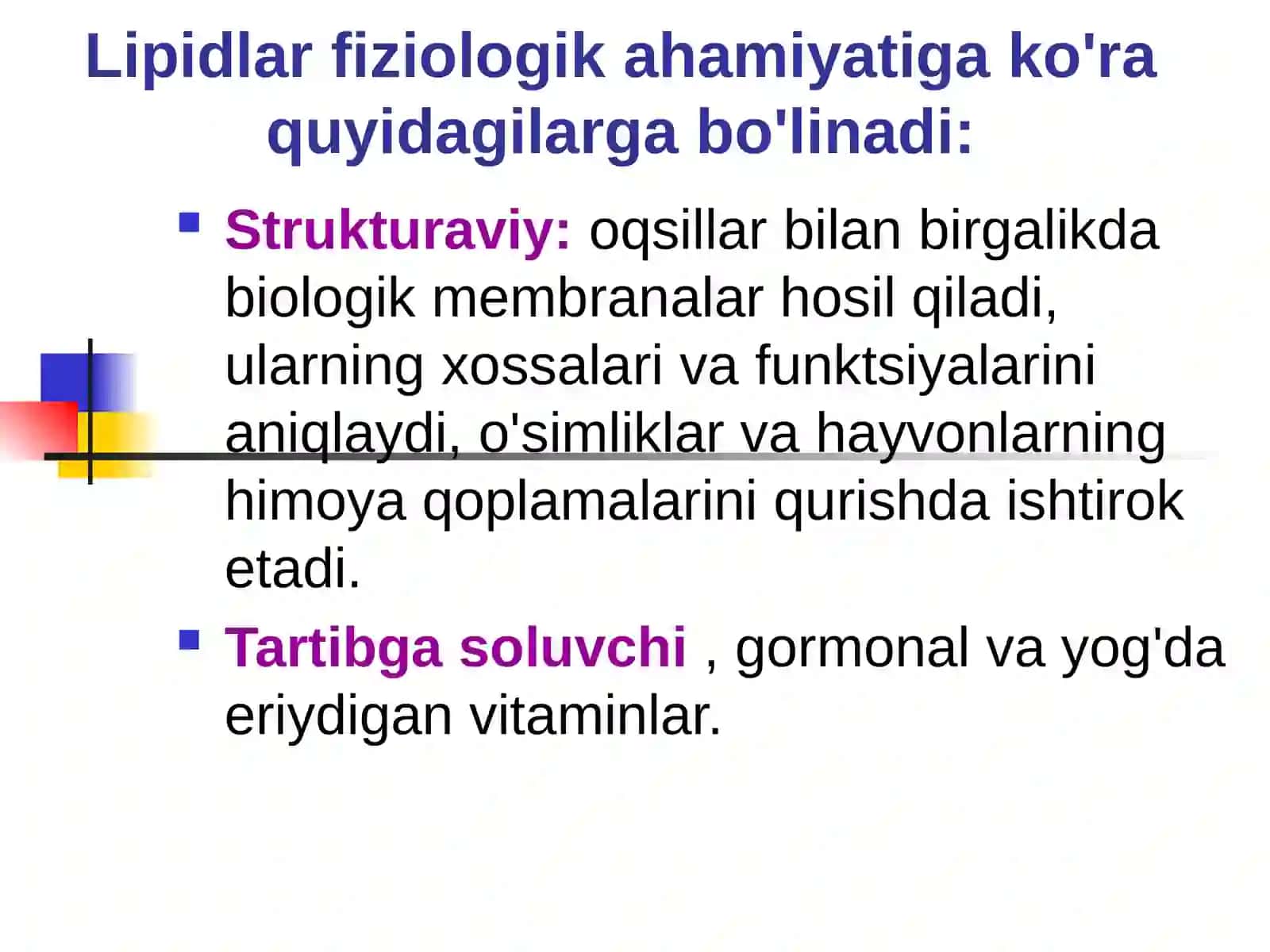 Lipidlar: funktsiyalari va metabolizmi 3