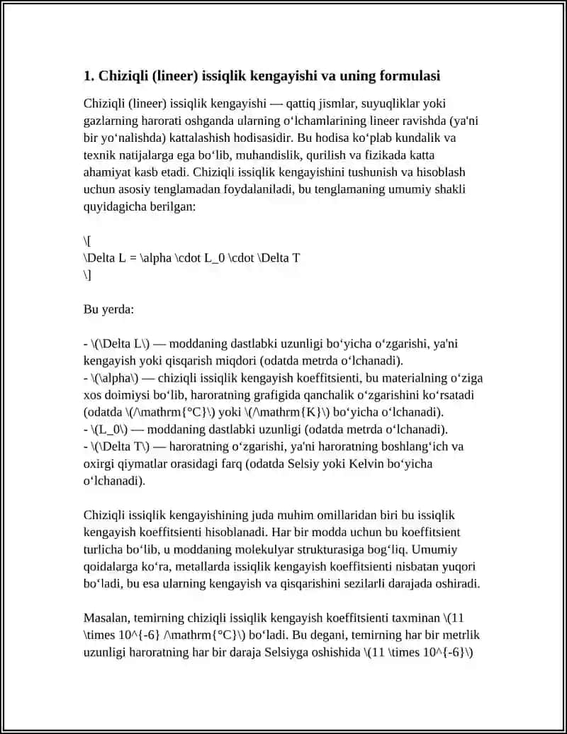 MATERIALLARNING ISSIQLIK KENGAYISHI 3