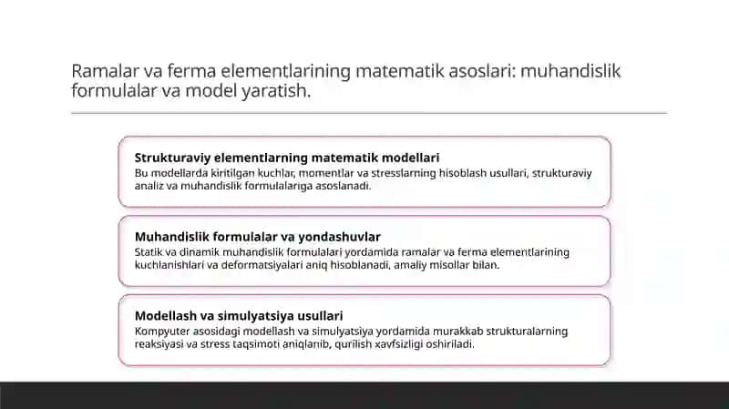 Rama va ferma elementlarining hisobi 3