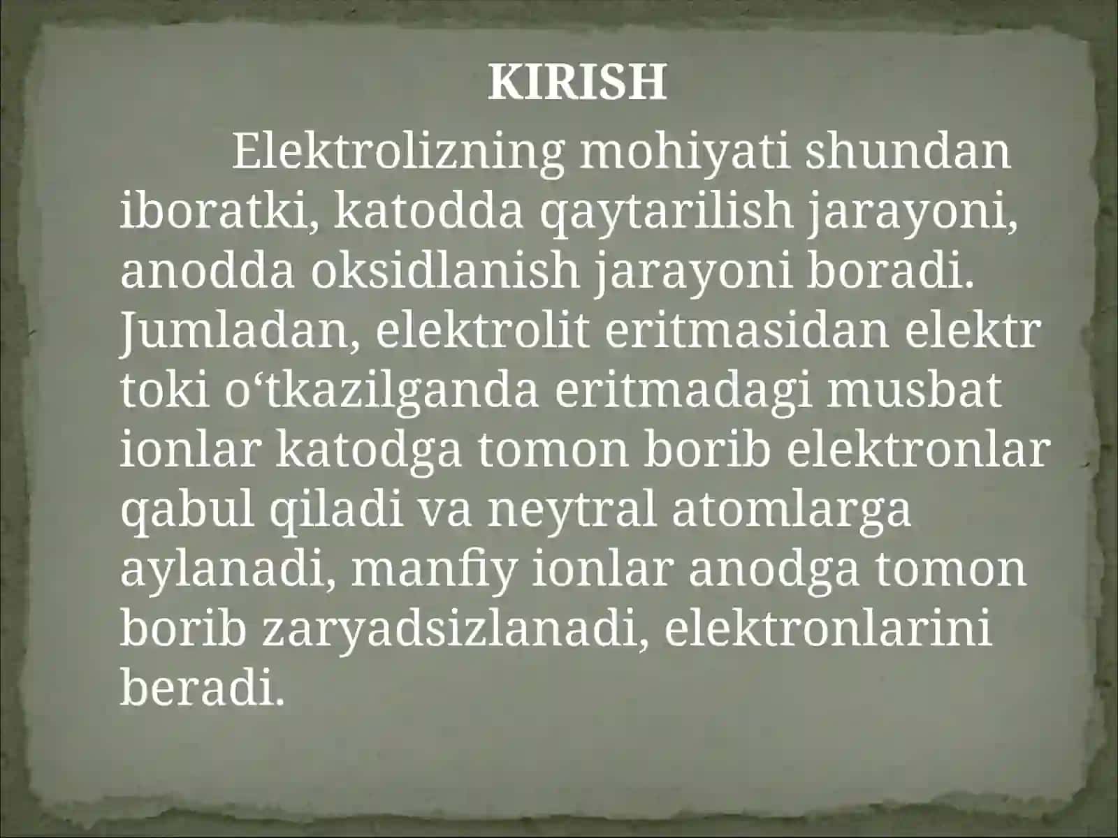 ELEKTROLIZ VA UNING TURLARI 3