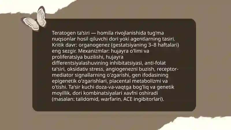 Dorilarning teratogen ta'siri va mexanizmlari 3