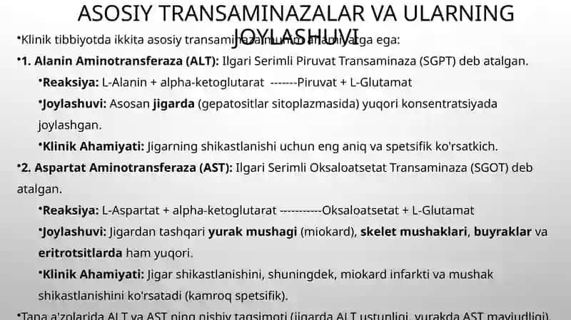 Transaminazalarning tibbiyotagi ahamiyati 3
