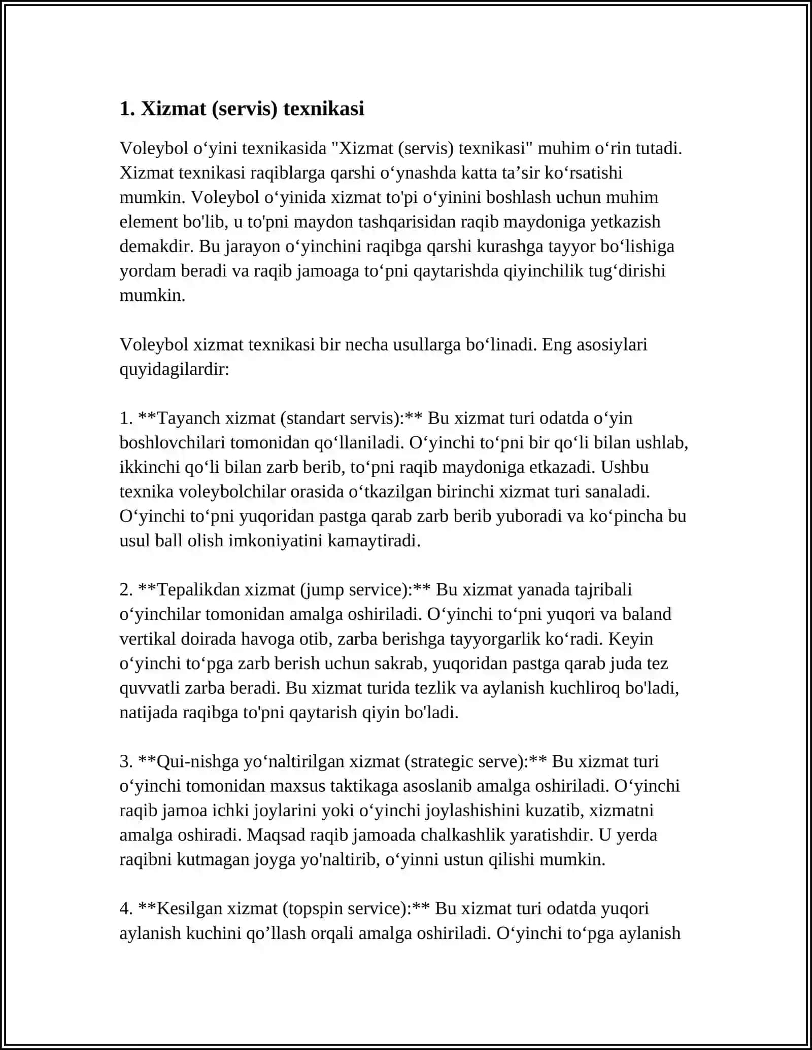 VOLEYBOL OʻYINI TEXNIKASI 3