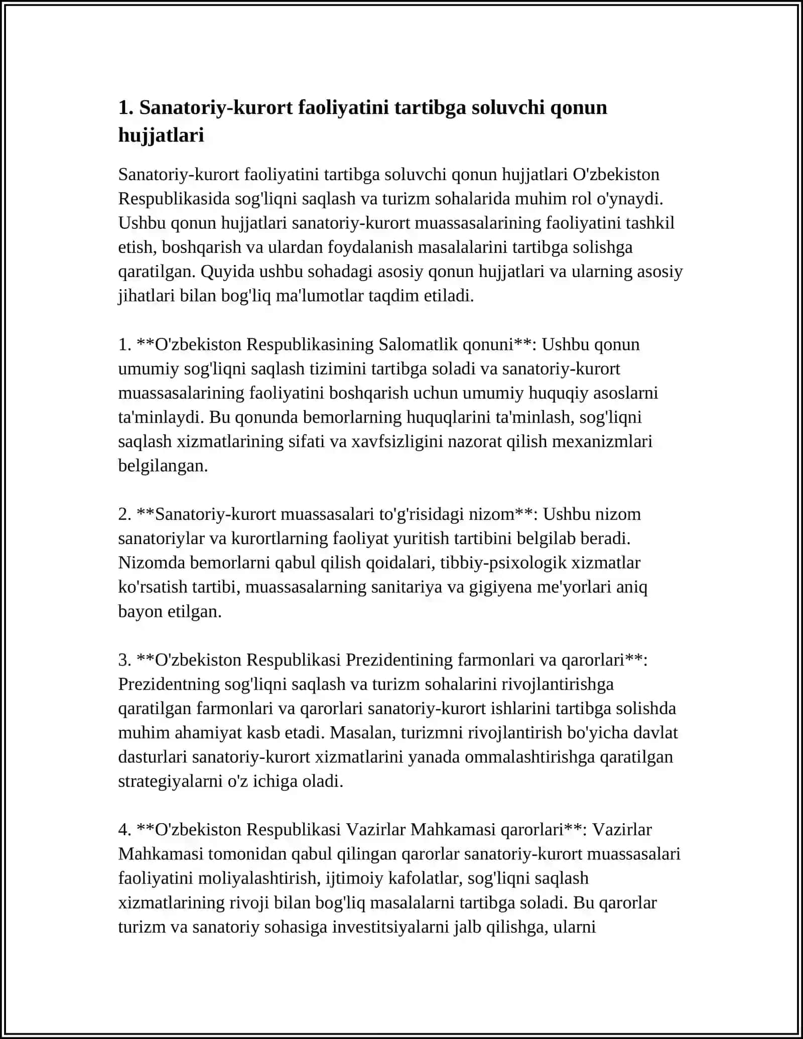SANATORIY-KURORT FAOLIYATINING HUQUQIY TAʼMINLANGANLIGI 3