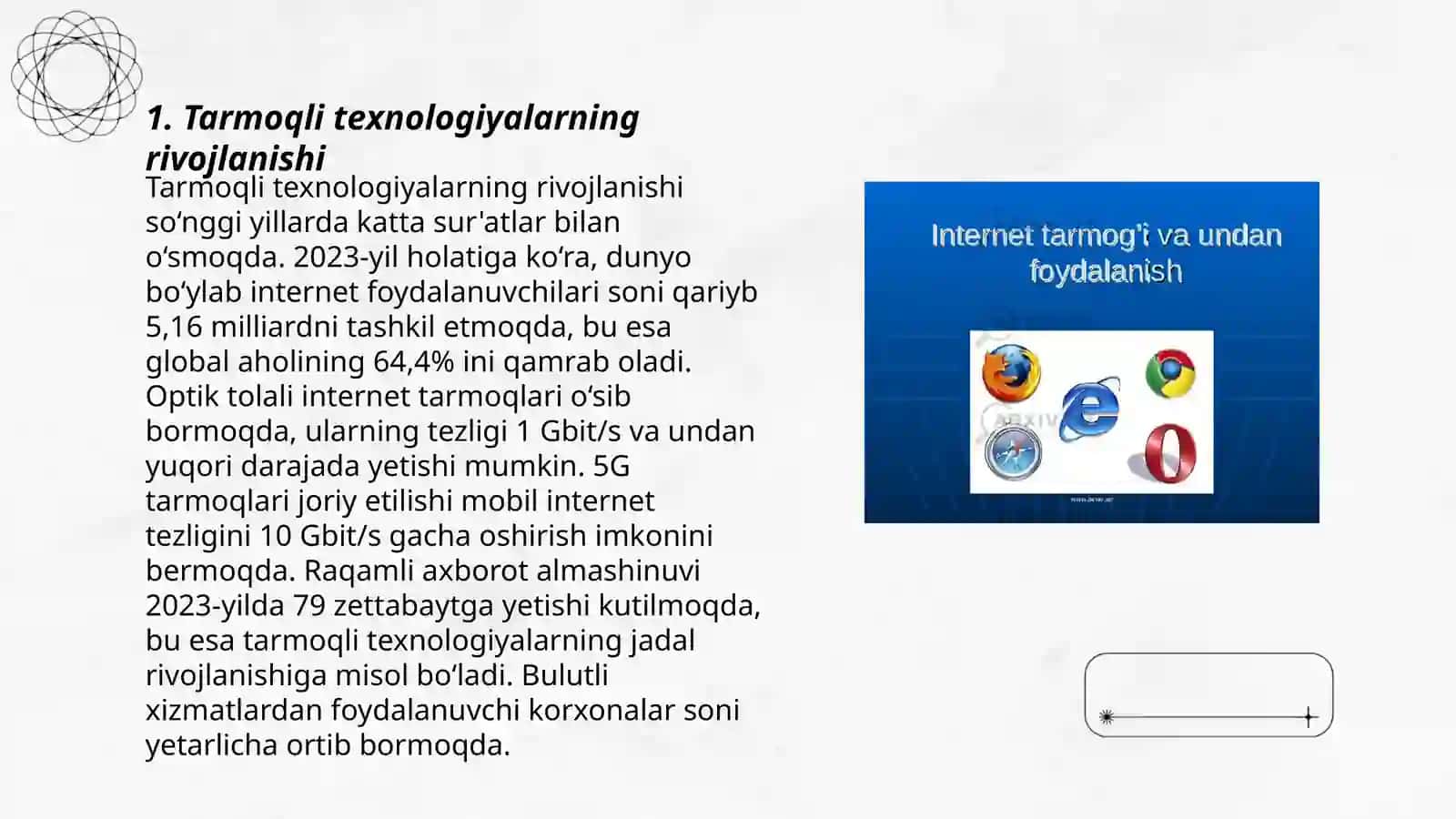 Tarmoqli texnologiyalar va internet xizmatlari 3