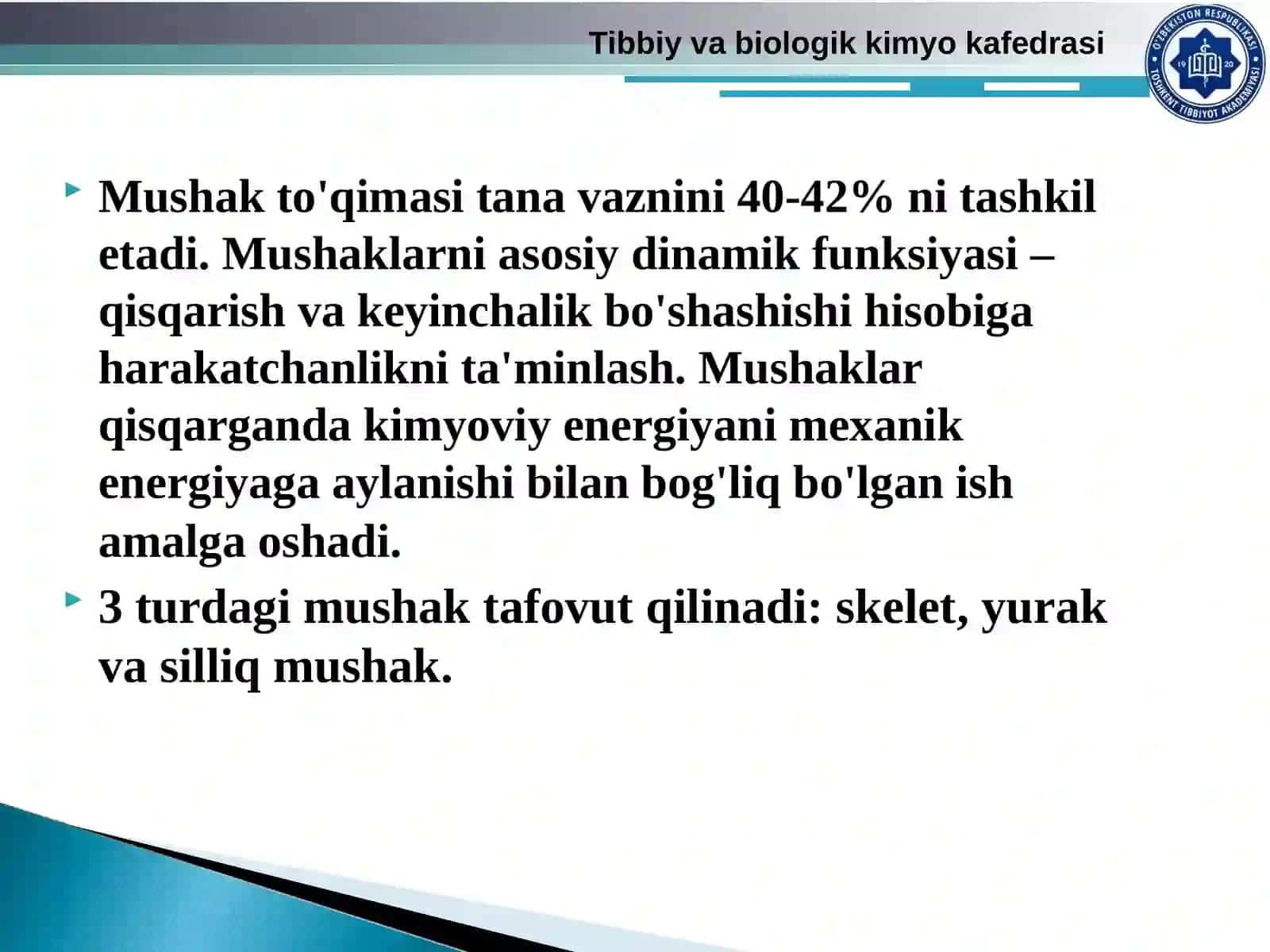 Mushak va qon-tomir tizimi biokimyosi 3