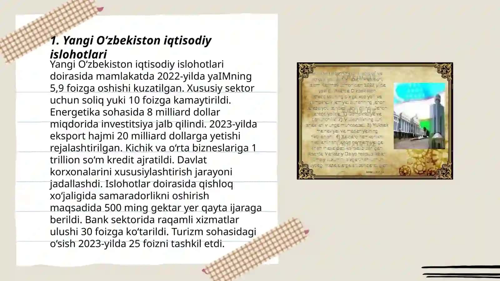 Yangi O‘zbekiston iqtisodiy islohotlari 3