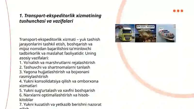 Transport-ekspeditorlik xizmatini qo‘llash usullari bilan tanishib chiqish 3