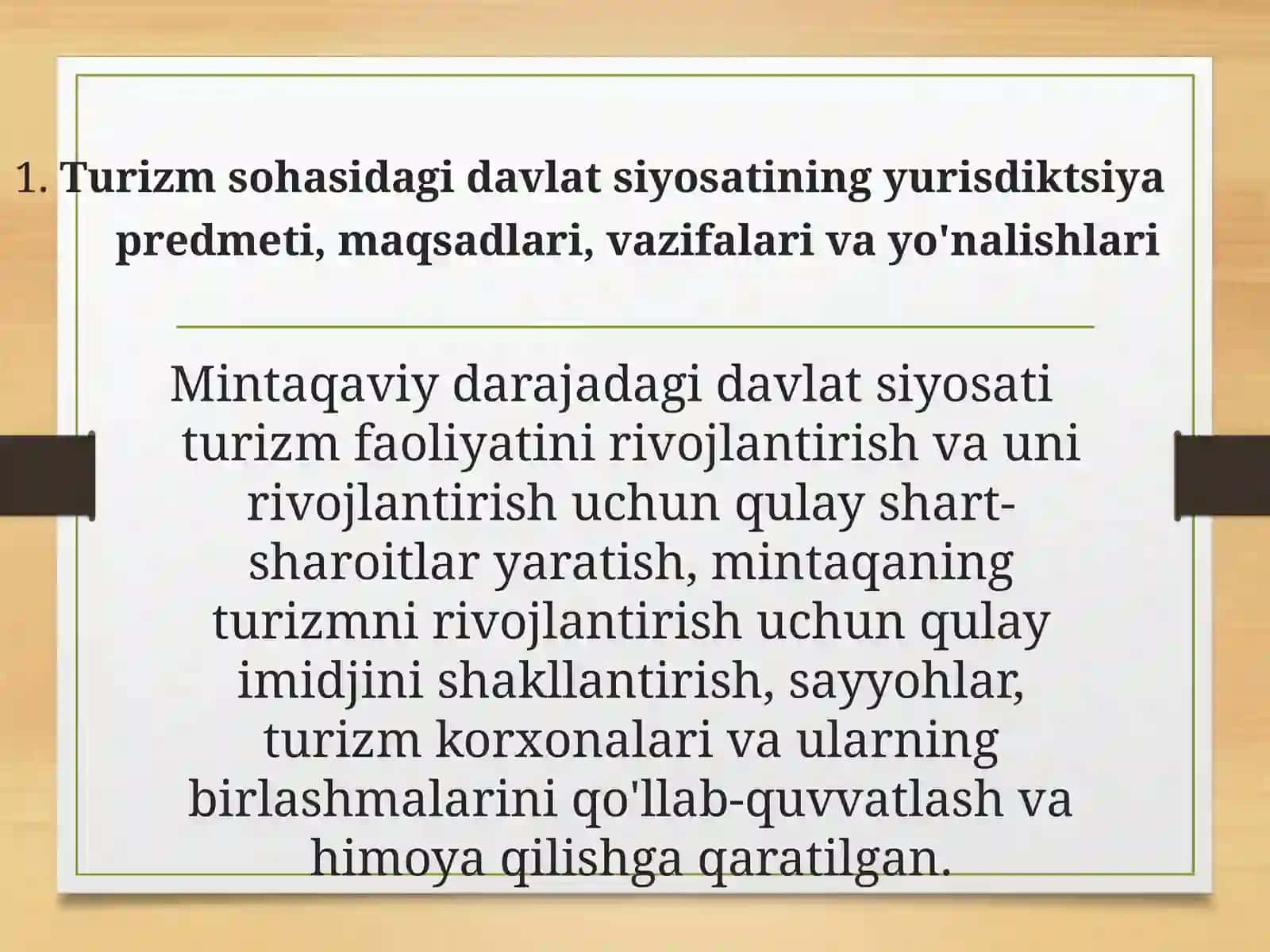 Turizm faoliyatini tartibga solish 3