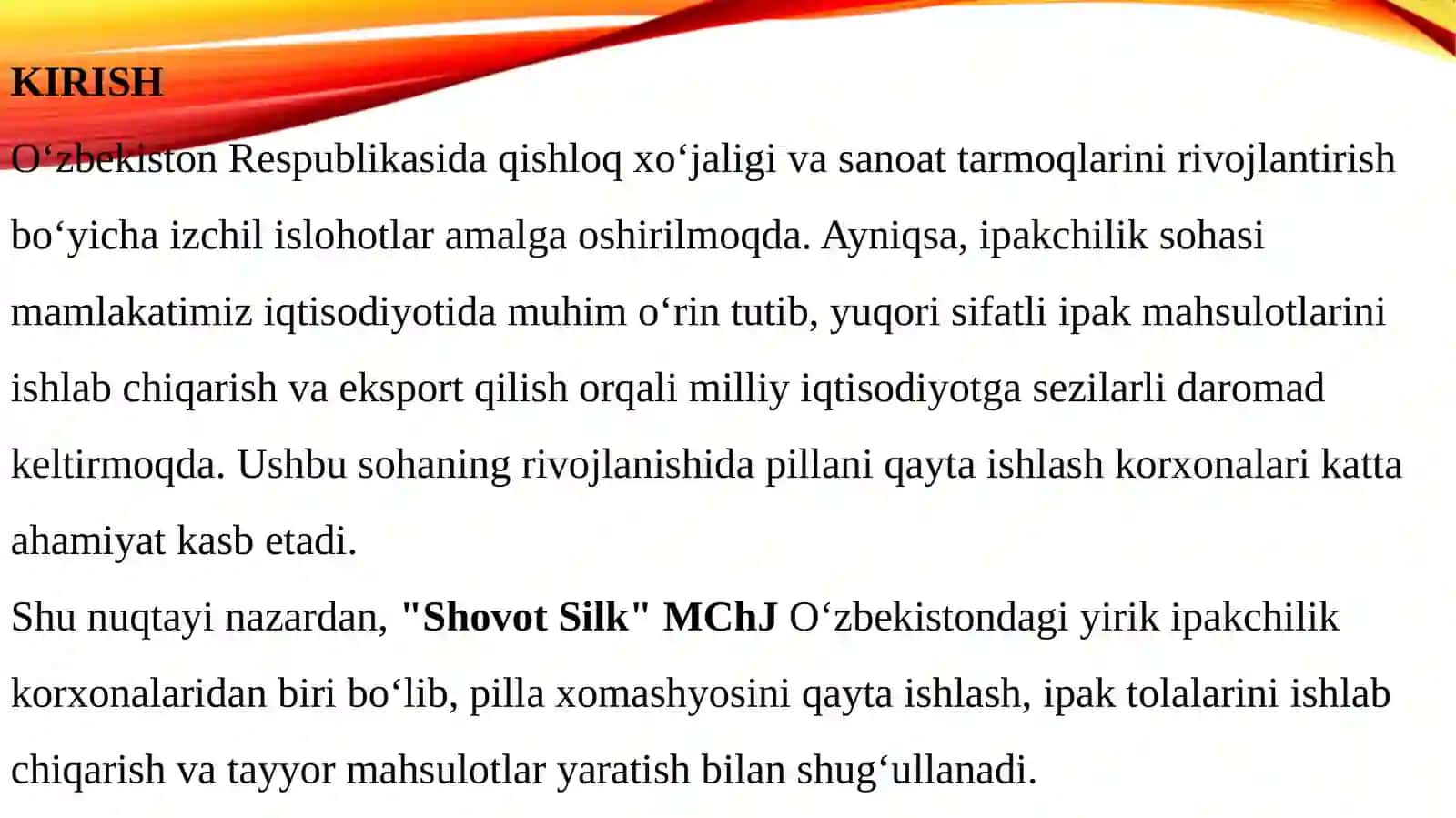 «Shovot  Silk»  MCHJ   pillani qayta  ishlash korxonasi 3