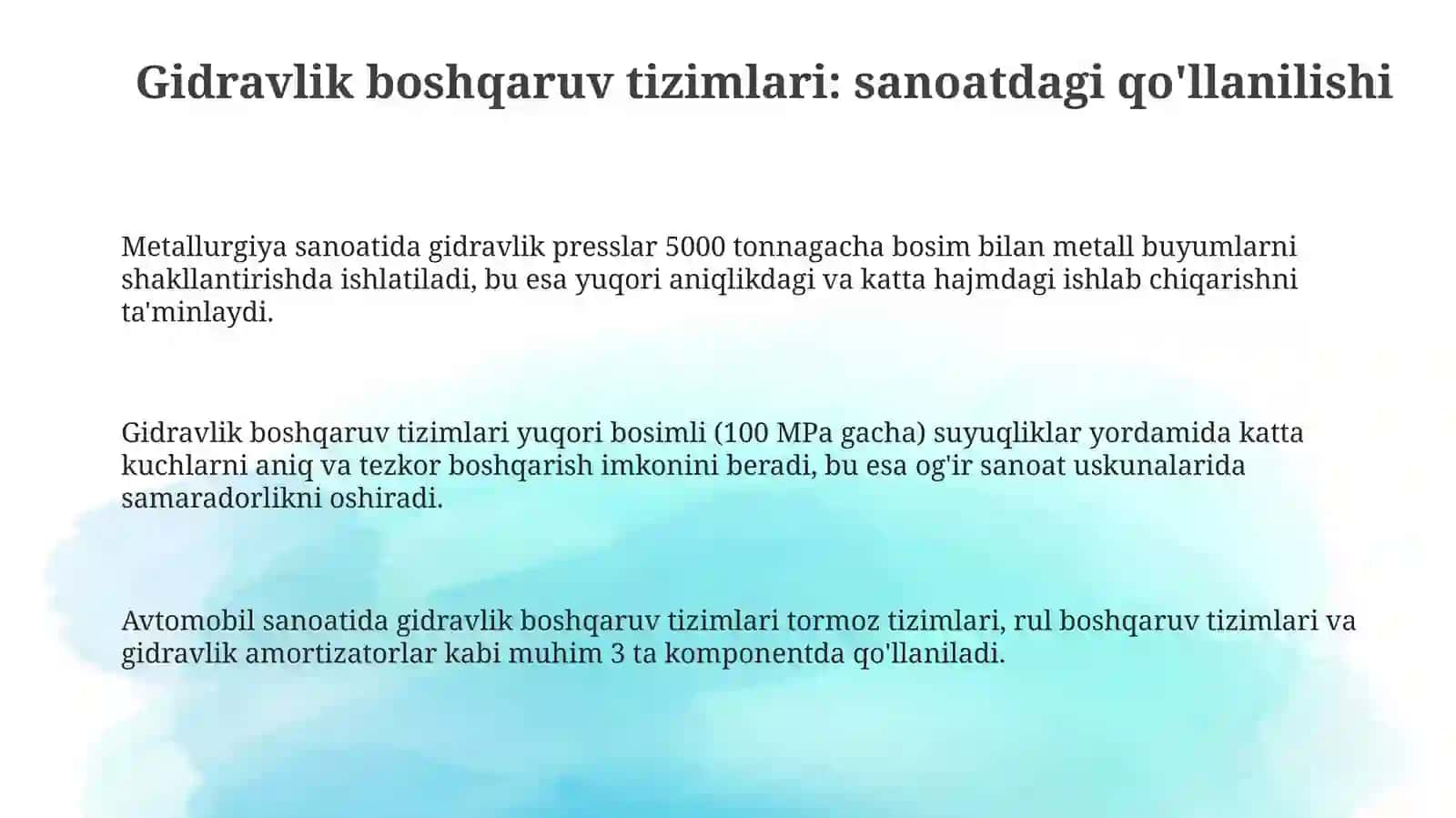 Gidravlik boshqaruv tizimlari 3