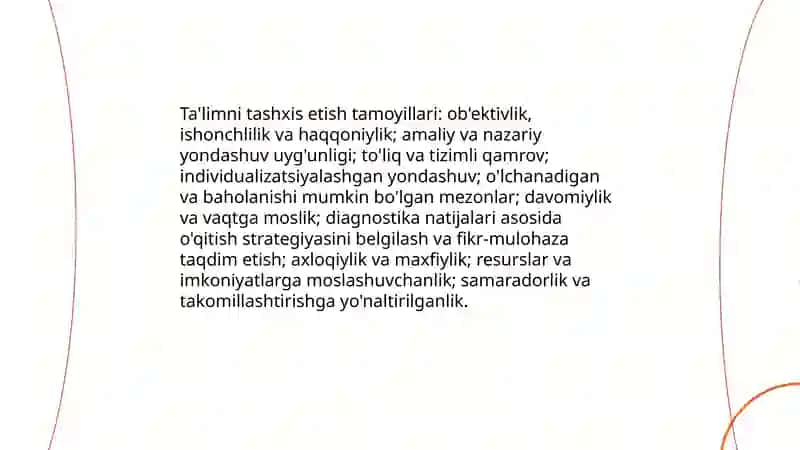 Ta'limni tashxis etish va Ta'lim berish qoidalari 3