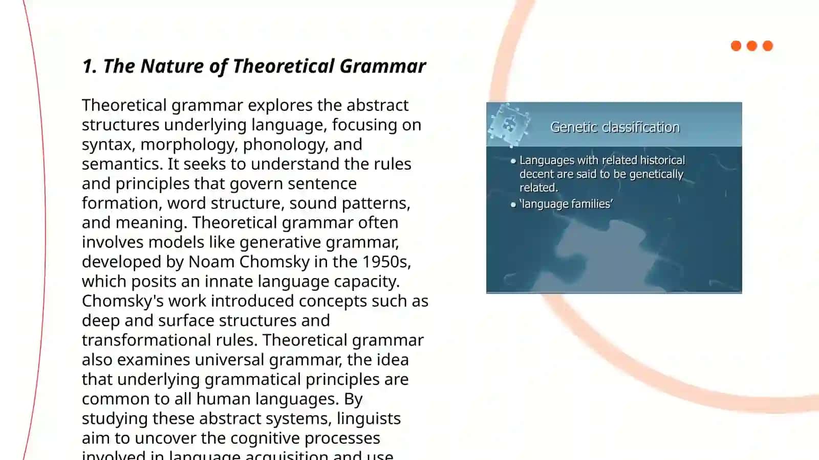 An introduction to Theoretical Grammar. Genetic and morphological classification of languages 3