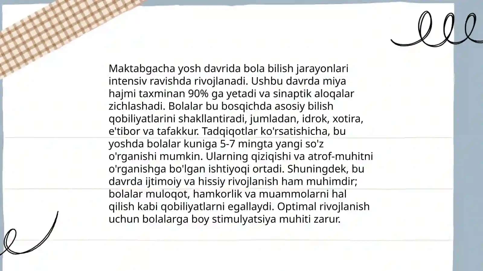 Maktabgacha yosh davrining bilish jarayonlari va nutqning rivojlanishiga xos xususiyatlari 3