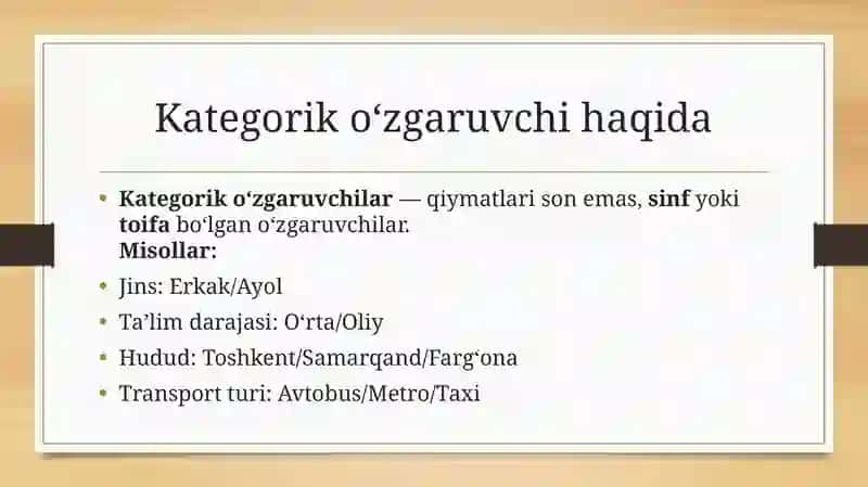 Kategorik o‘zgaruvchilar bilan ishlash 3