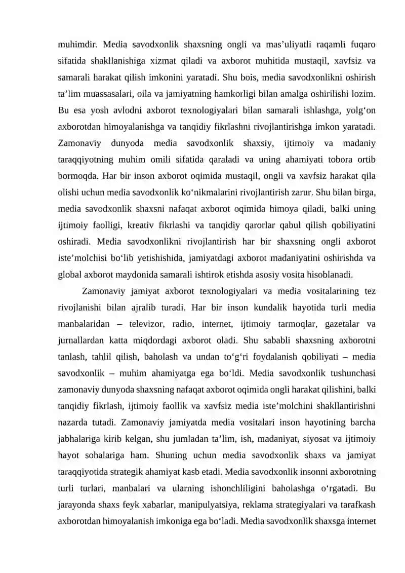 MEDIA SAVODXONLIKNI RIVOJLANISHNING YO'LLARI 3