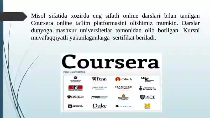 Coursera online ta'lim platformasi 3
