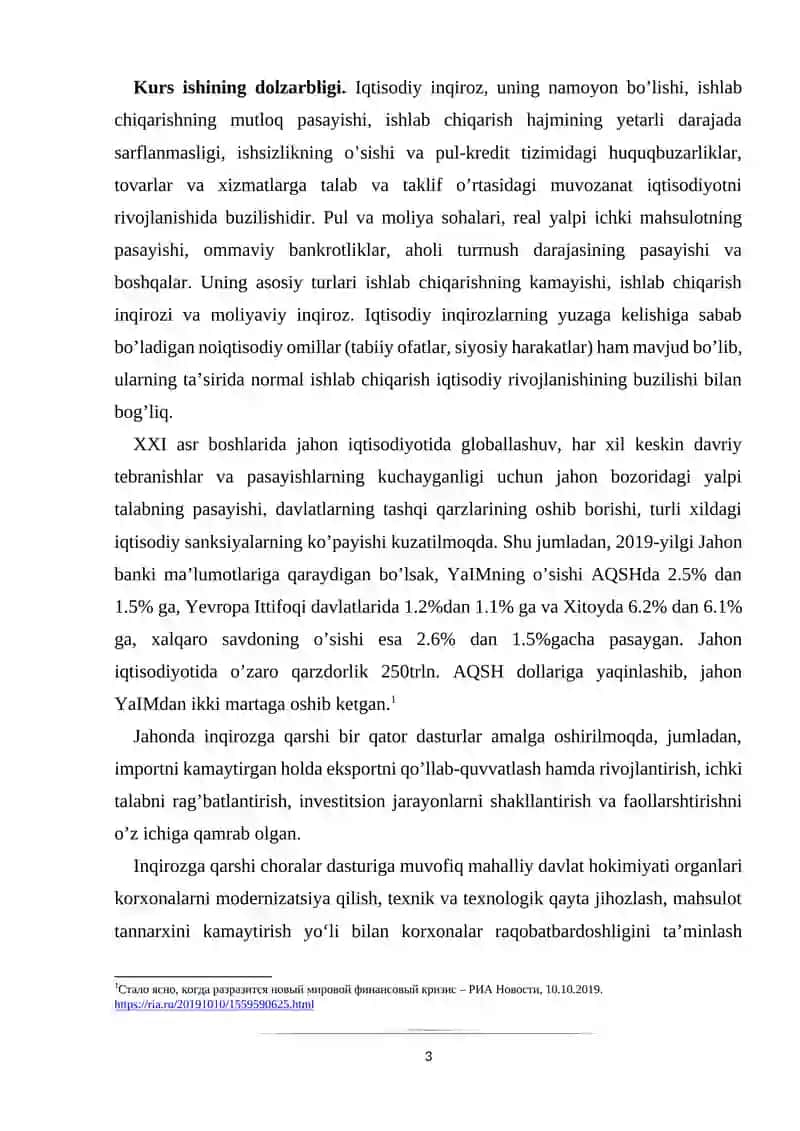 Iqtisodiy inqirozlar, ularning turlari va namoyon bo’lish xususiyatlari 3