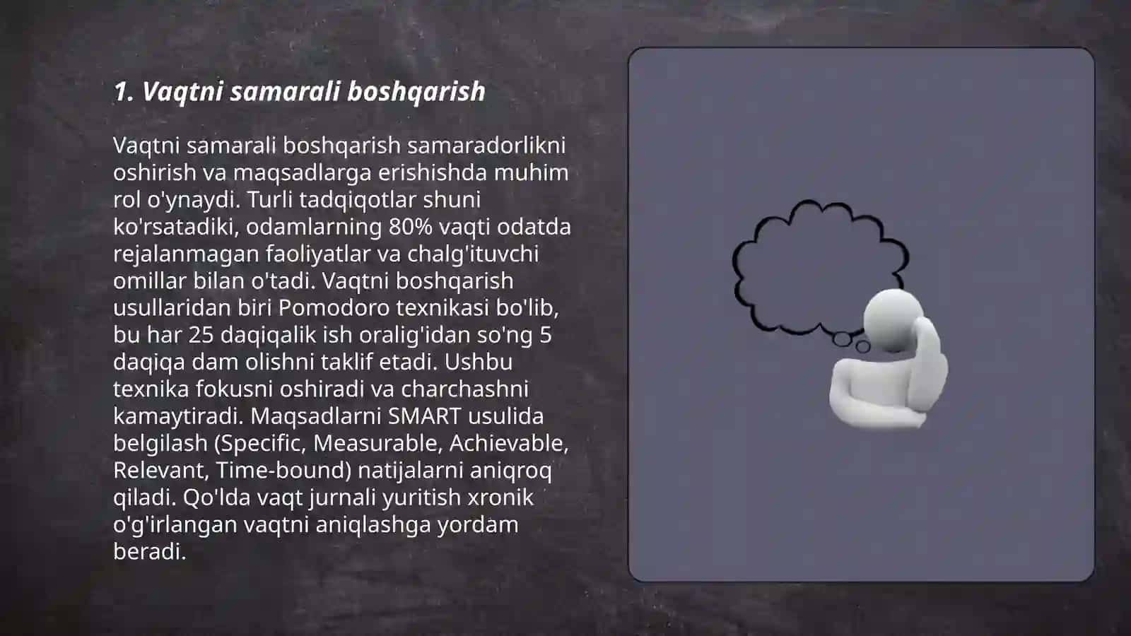 Organizimni chiniqtirish usullari 3