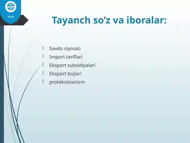 Tashqi Savdo Siyosati 3