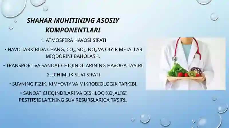 Shahar muhitiga gigiyenik ta’rif. Gigiyena . 3
