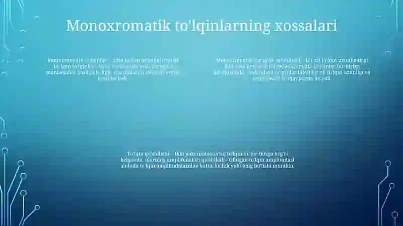 Monoxromatik To'Lqinlar 3