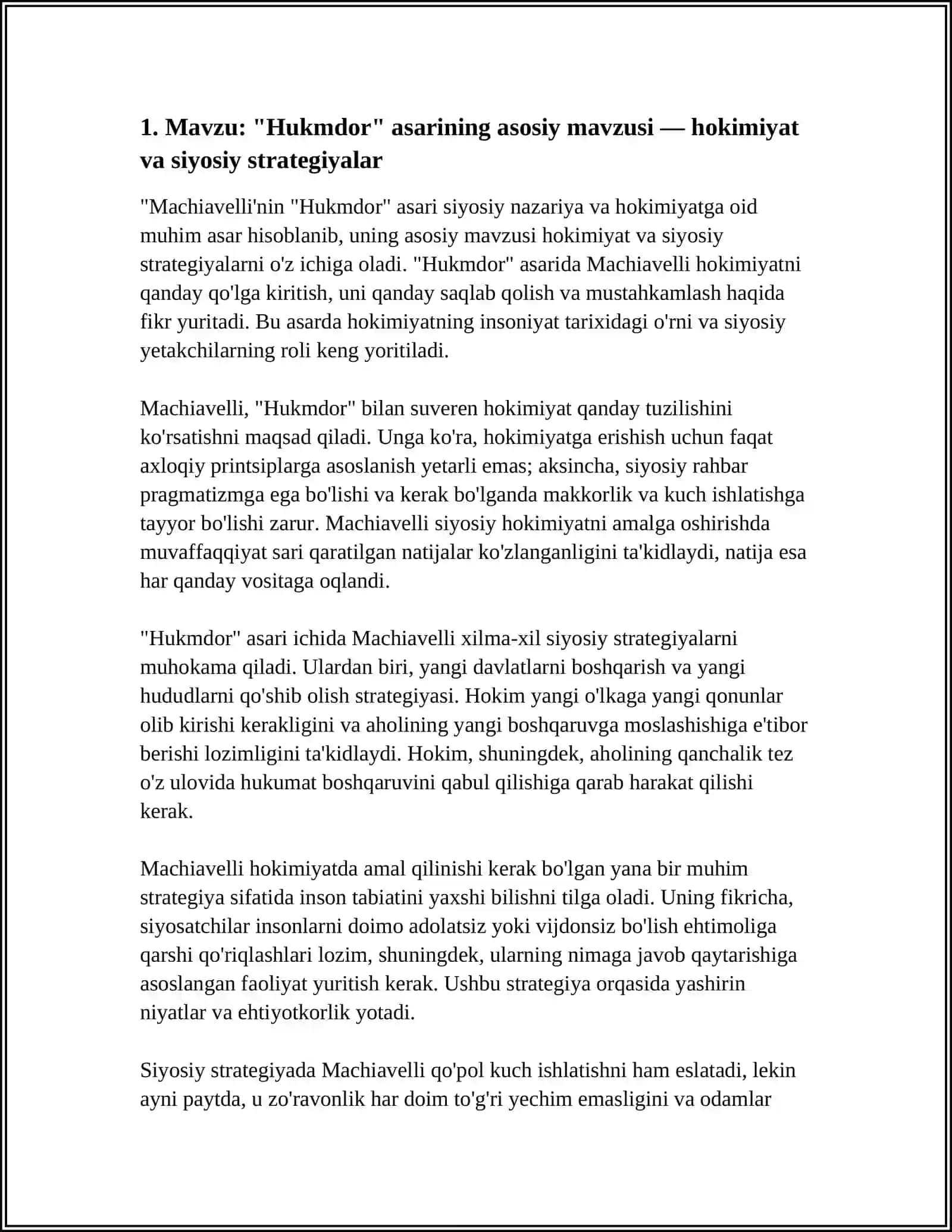 MAKIAVELLING "HUKMDOR " ASARI 3