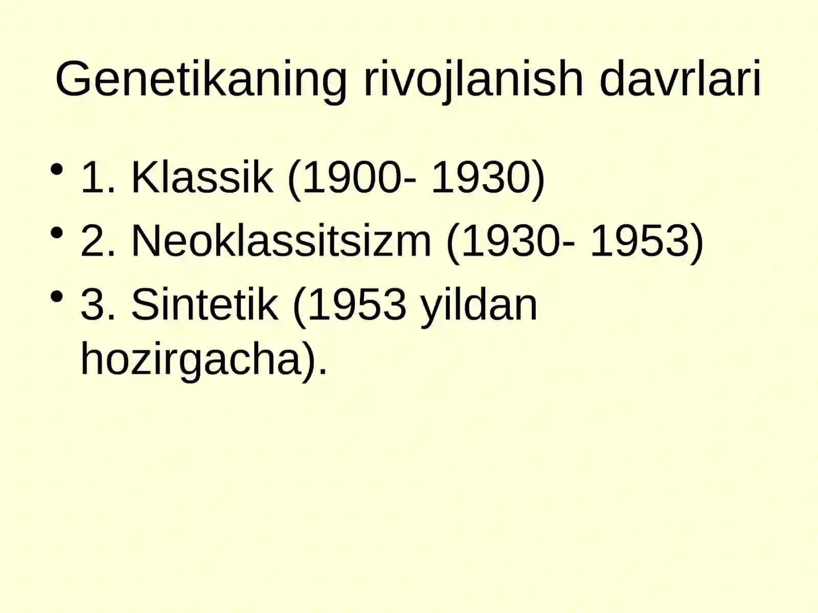Umumiy genetika asoslari. Genlarning o‘zaro ta’siri 3