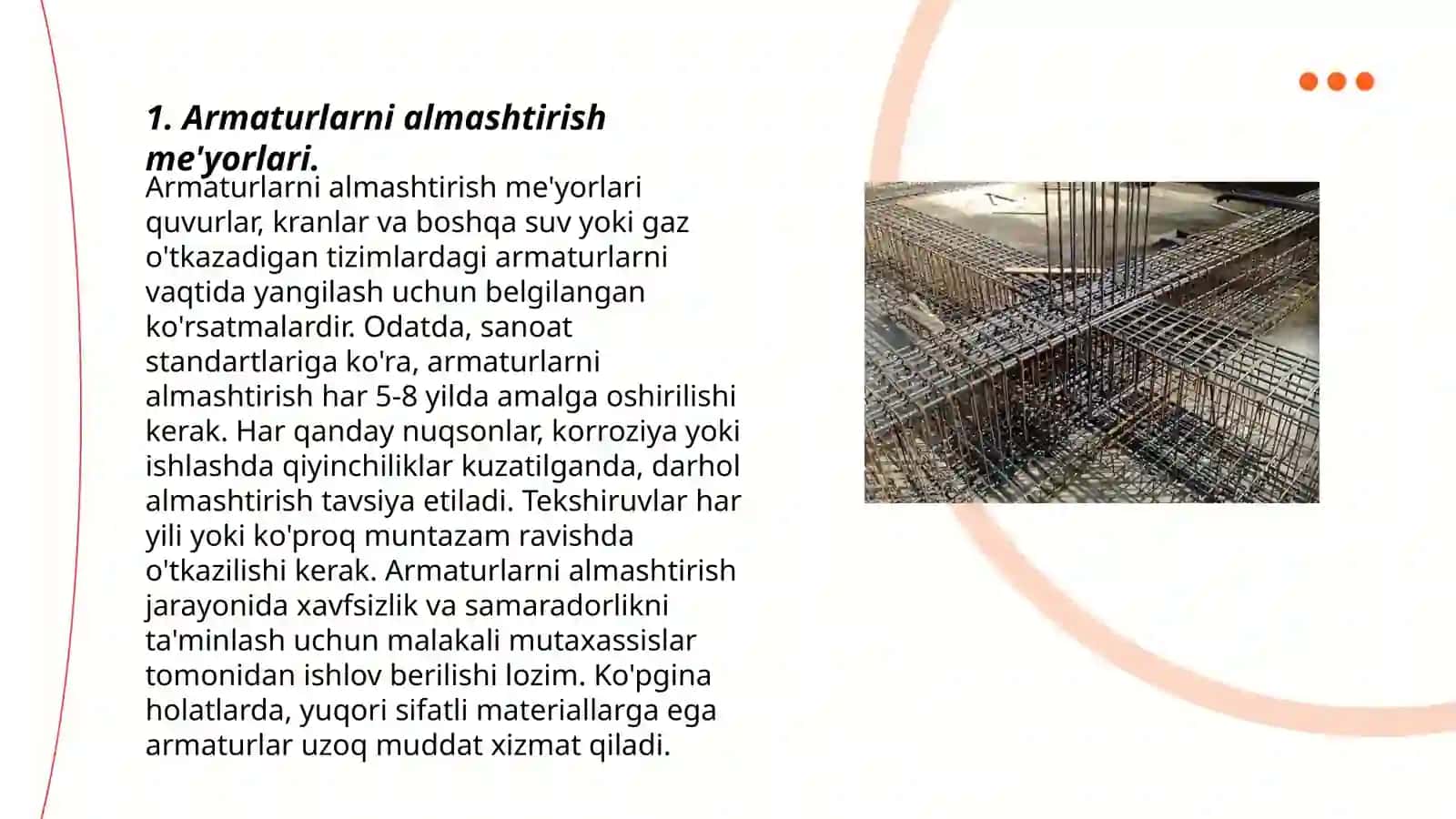 Armaturlarni almashtirish me'yorlari 3