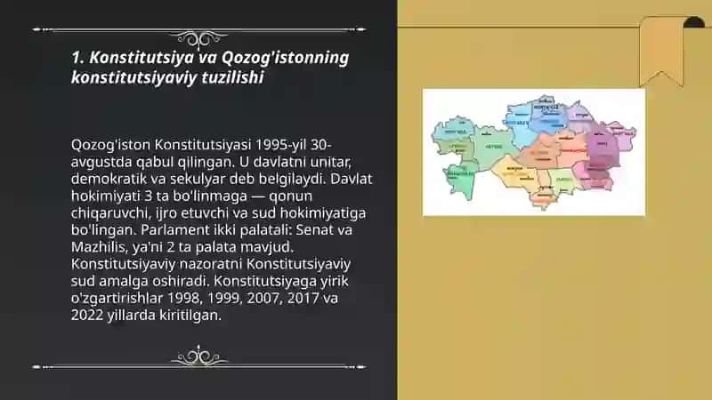Qozog'iston Respublikasi boshqaruv shaki, tuzilishi va siyosiy tartiboti haqida 3