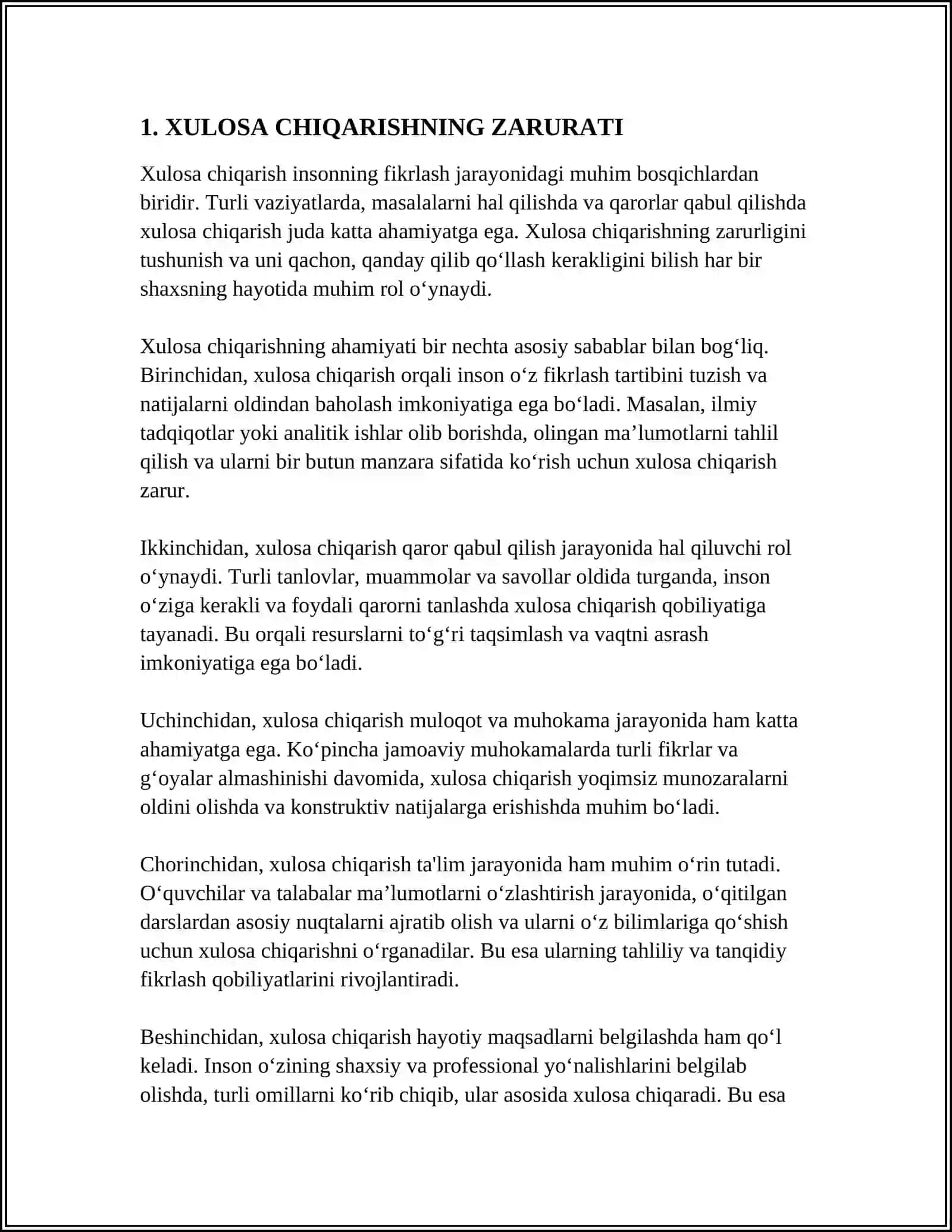 XUKM. XULOSA CHIQARISH 3
