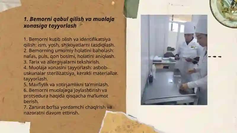 Muolaja xonasida hamshiraning vazifalari 3