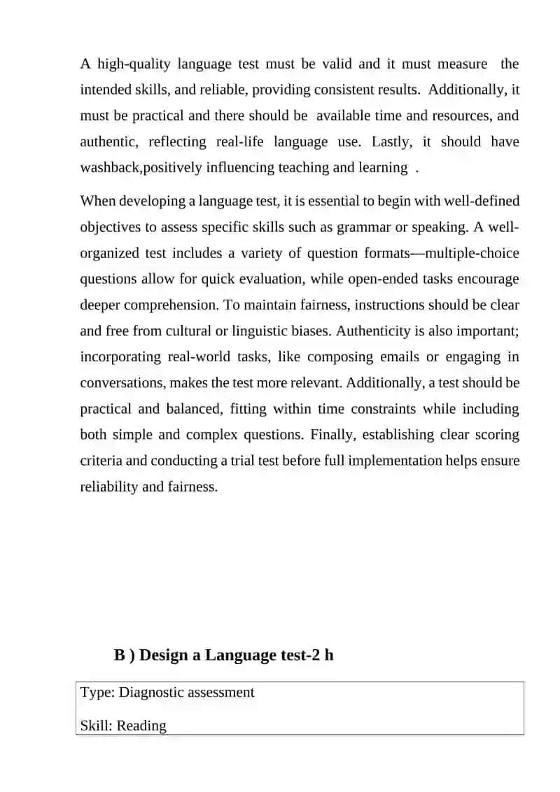 Principles of Language Assessment and Test Design 3