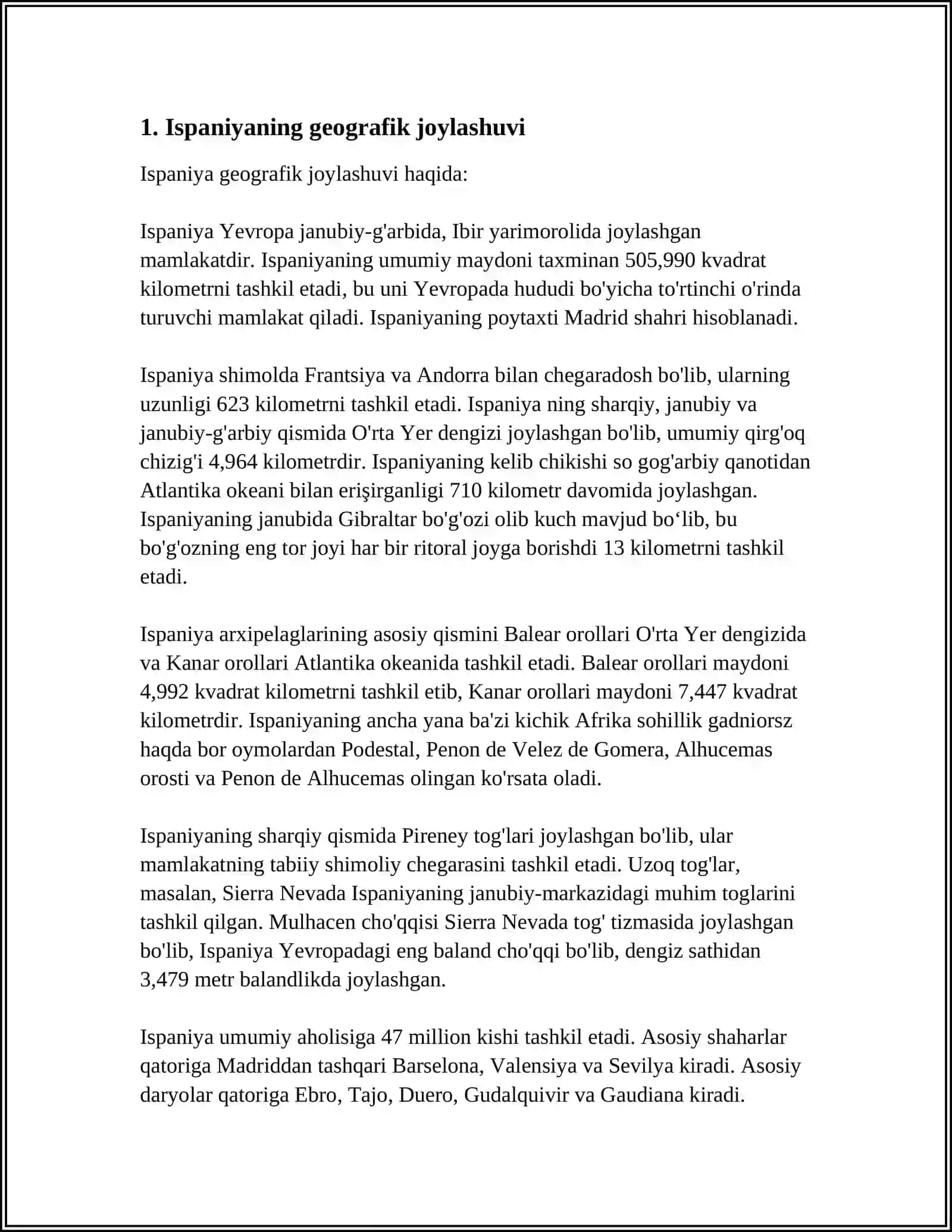 ISPANIYA DAVLATIGA GEOGRAFIK TAVSIF 3