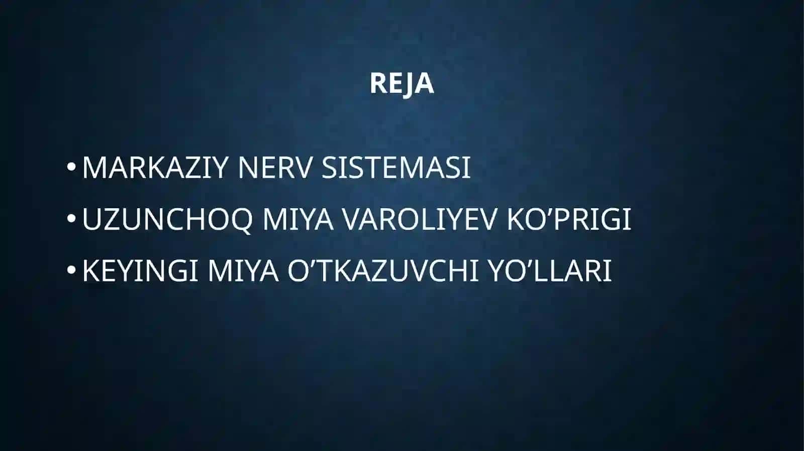 UZUNCHOQ MIYA VA O’RTA MIYA. BOSH MIYA TURLI BO’LIMLARINING FAOLIYATI 3