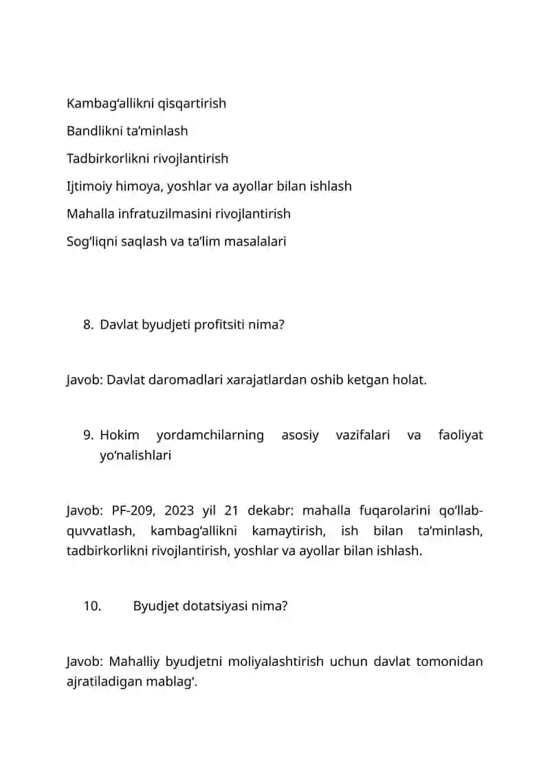 hokim yordamchilari uchun suhbat savol-javob 3