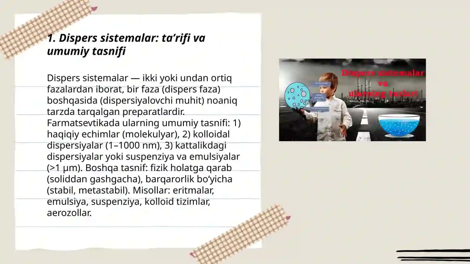 Dispers sistemalar dori prepatlari sifatida 3
