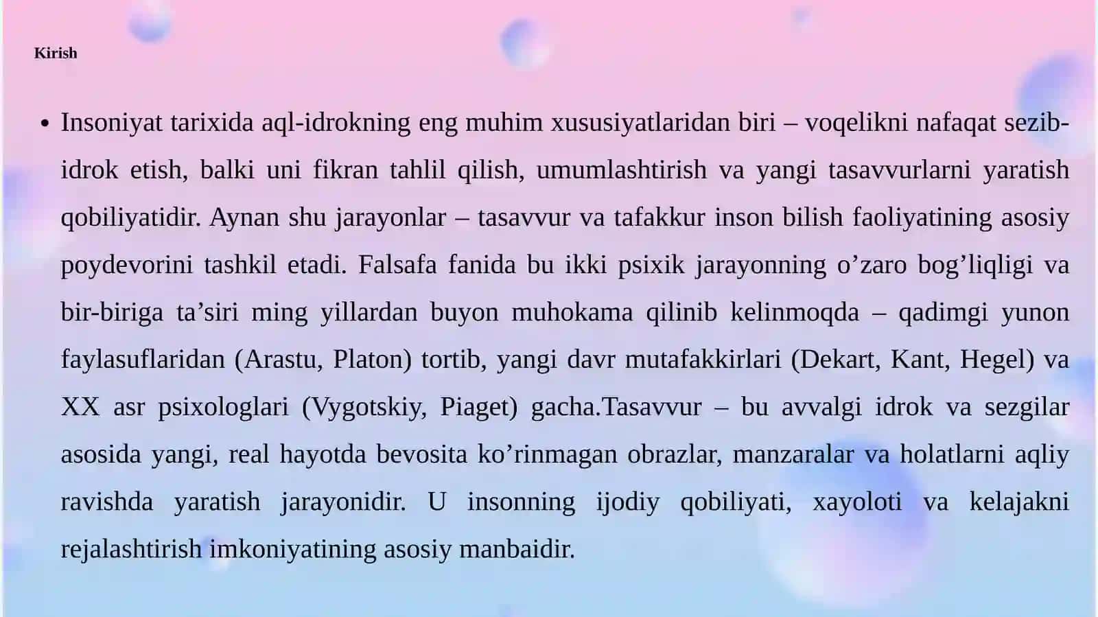 Tasavvur va tafakkurning o’zaro bog’liqligi 3