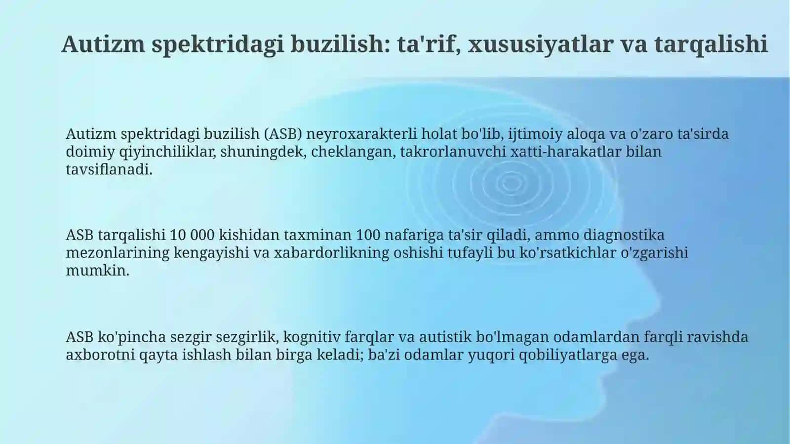 Autizm spektridagi buzilish 3