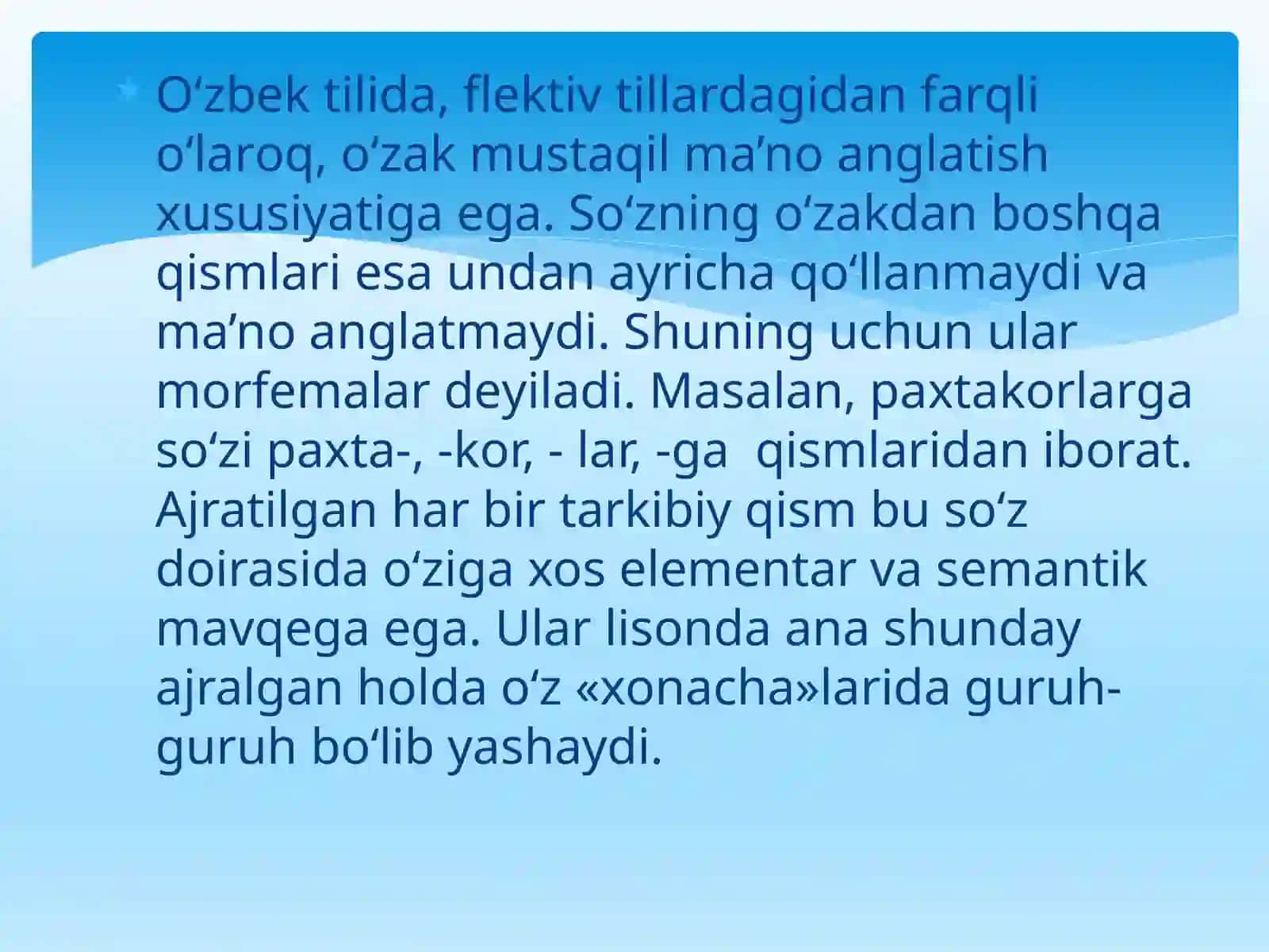 Morfema va uning turlari. Oʻzbek tili derivatsiyasi 3