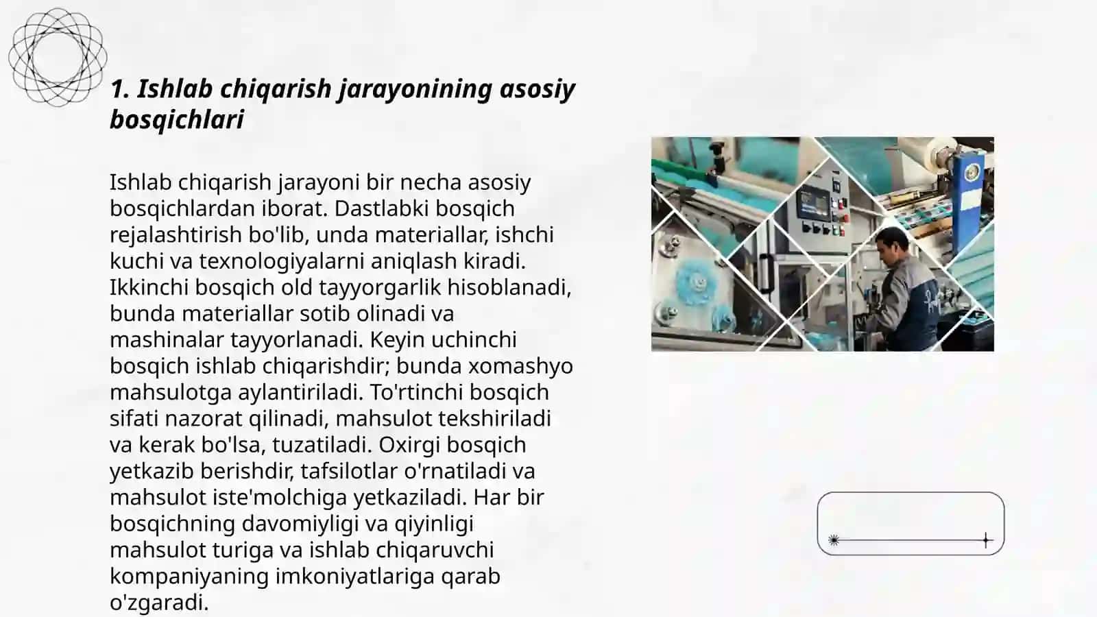 Ishlab chiqarish jarayoni va uning natijalari 3