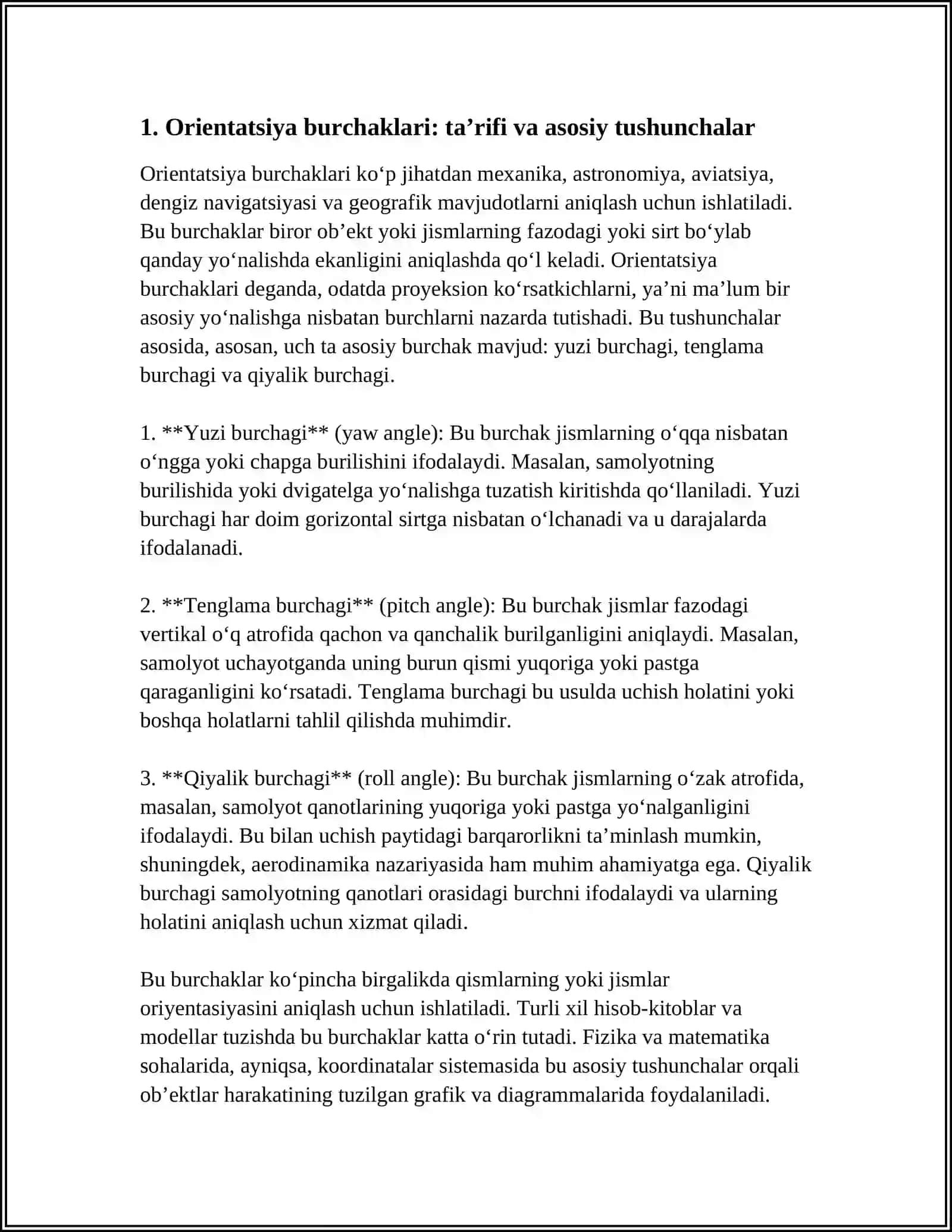 Orientatsiya burchaklari: taʼrifi va asosiy tushunchalar 3