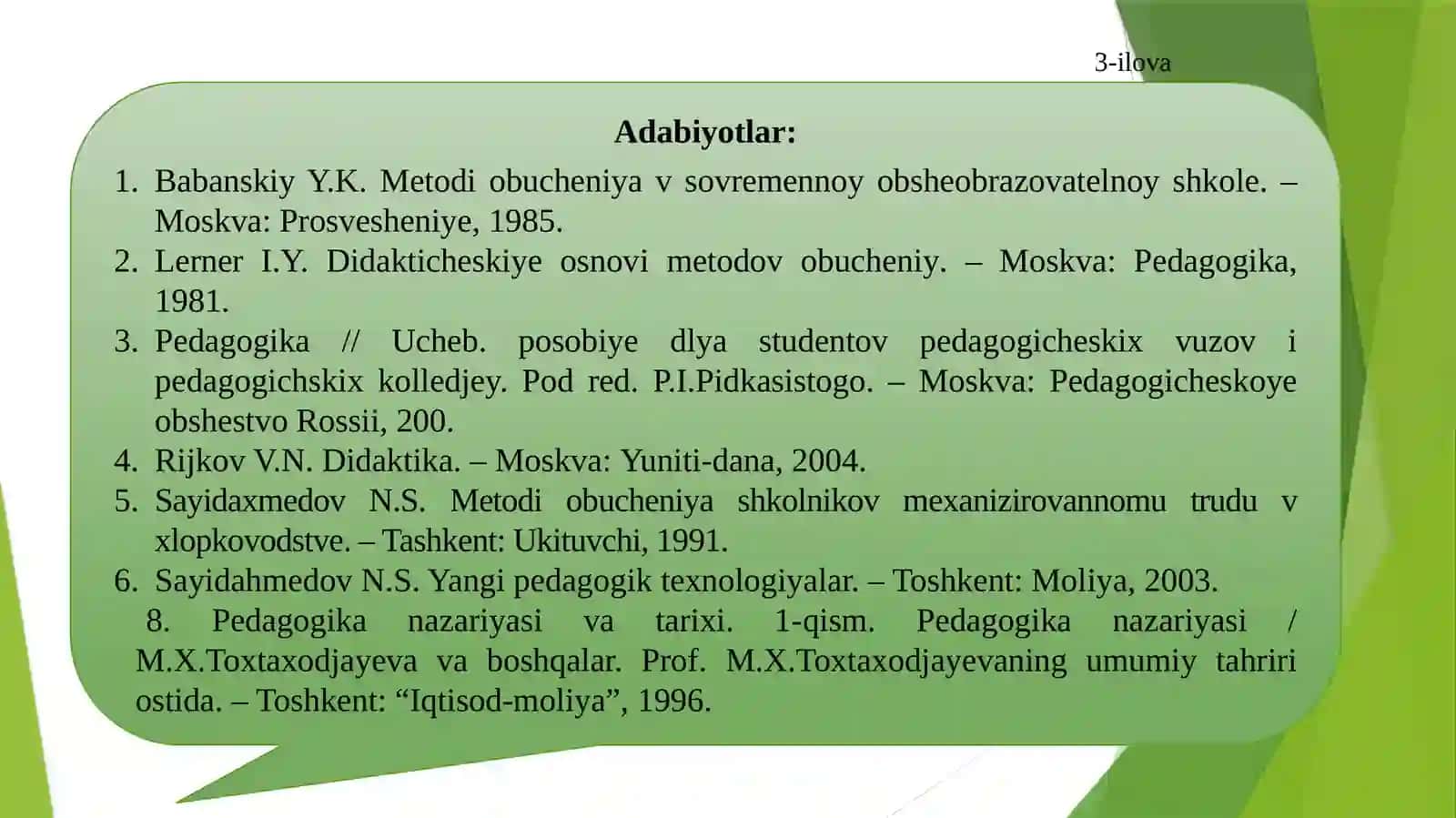 Ta’lim metodlari va vositalari 3