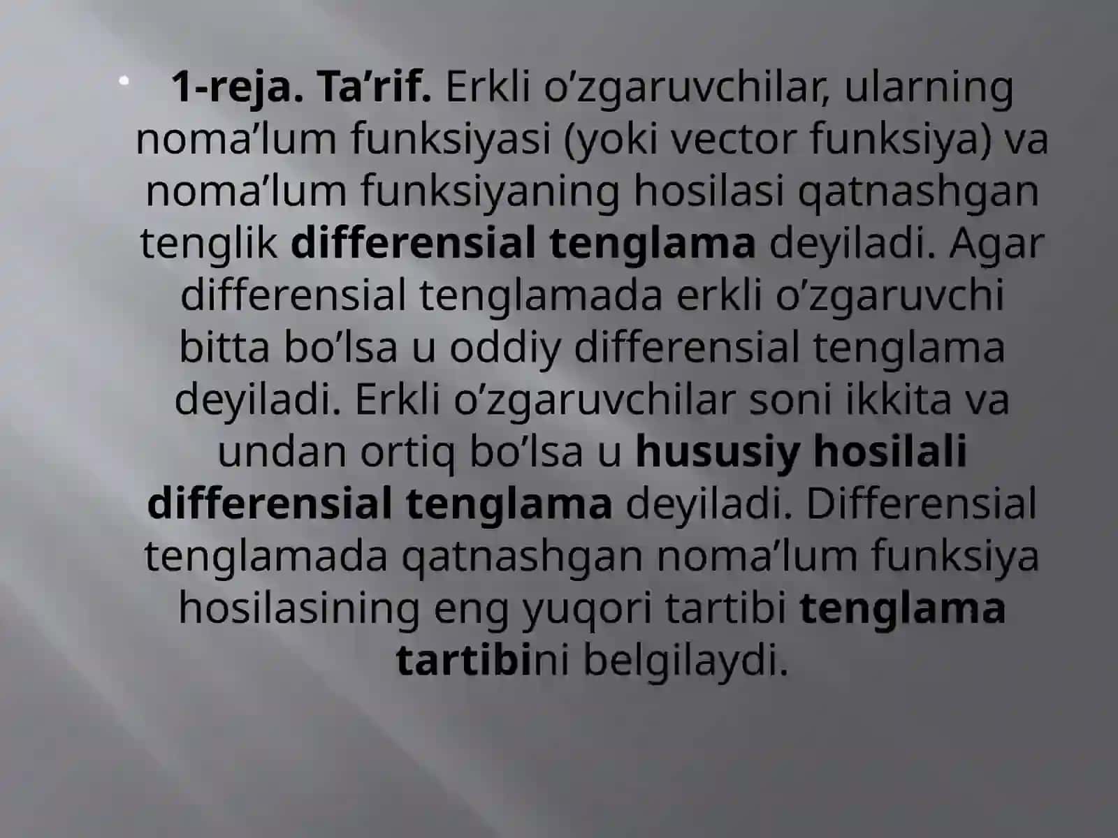 Oddiy differensial tenglamalarni nazariyasi tushunchalari 3